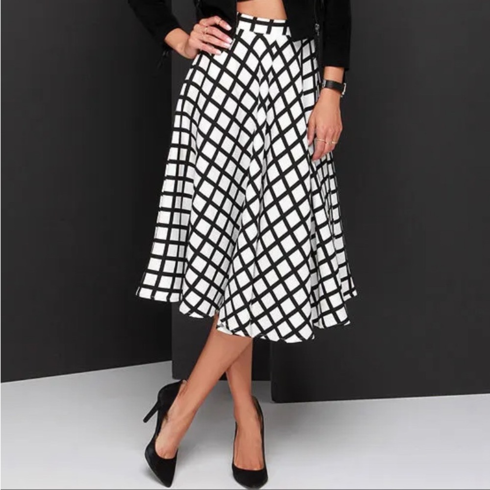 Black and White Checkered Women's Skirt